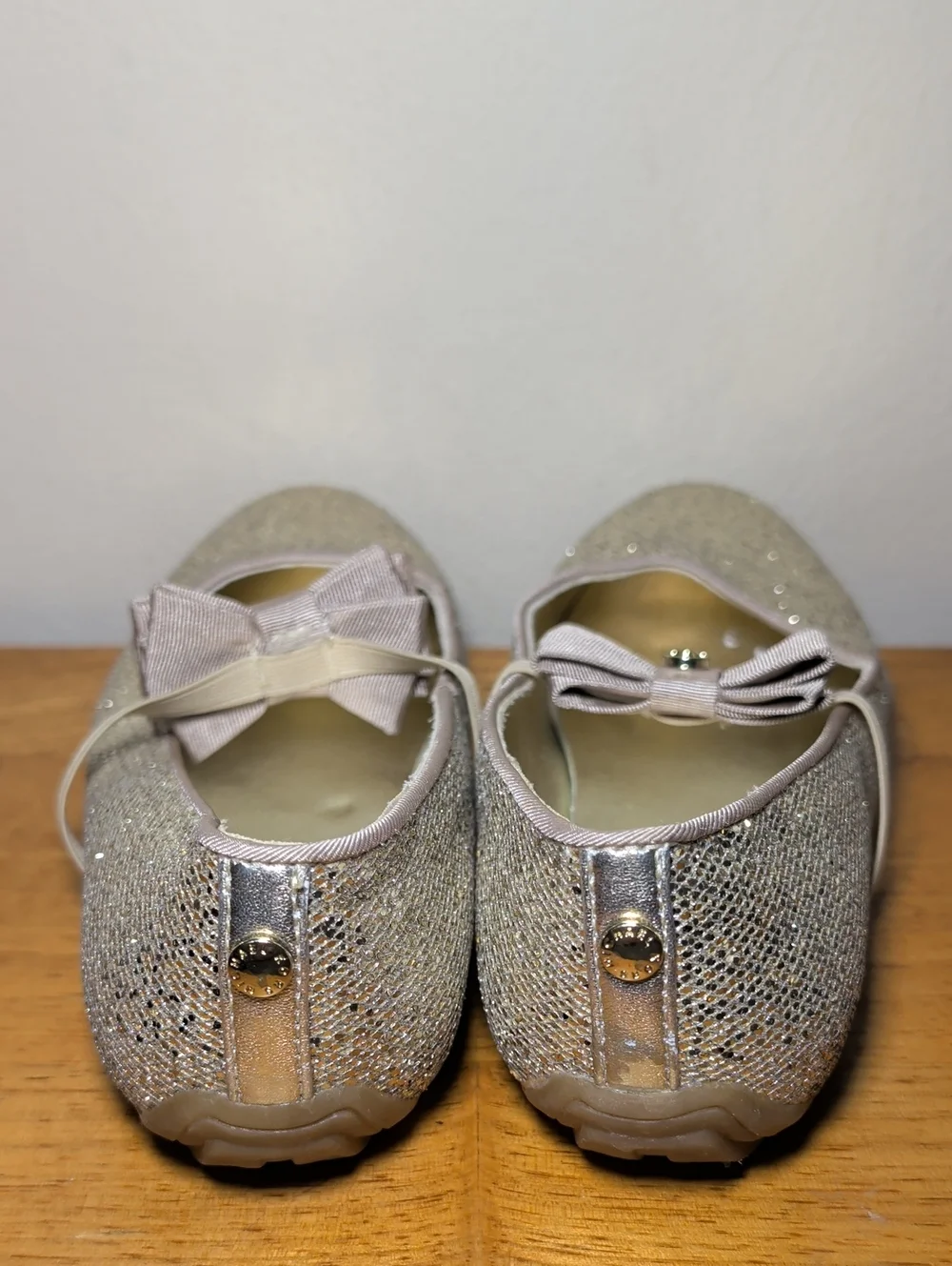 Michael Kors Girls' Big Rover Day Ballerina Flats Glittery Champagne Girl Size 3